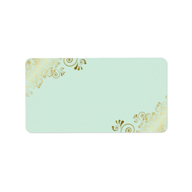 Mint Green & Gold DIY Print Wedding Address Label (Front)
