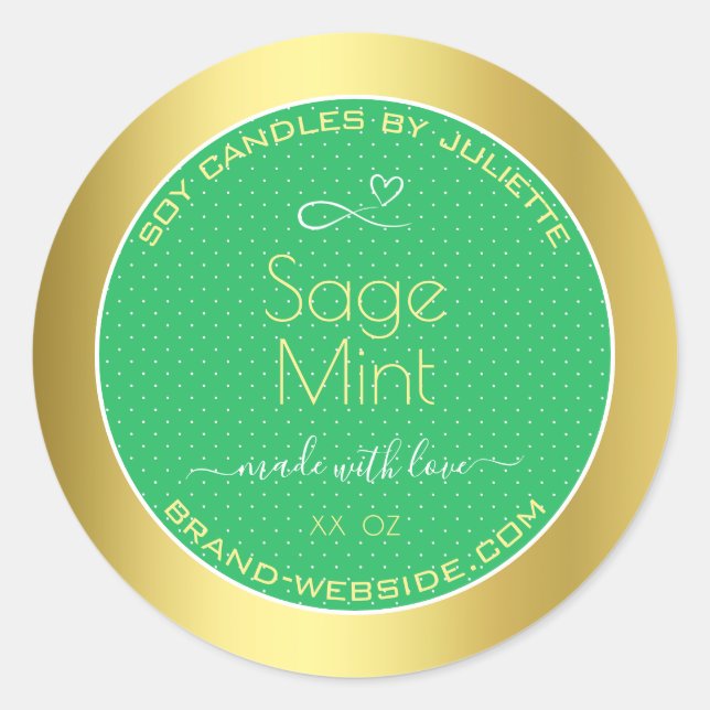 Mint Green Gold Effect Product Packaging Labels (Front)