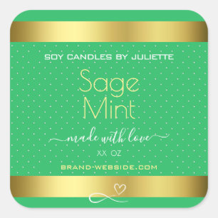 Mint Green Gold Effect Product Packaging Labels