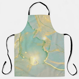 Mint Green Gold Marble: Textured Apron