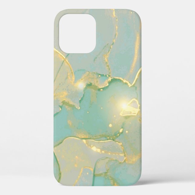 Mint Green Gold Marble: Textured Case-Mate iPhone Case (Back)