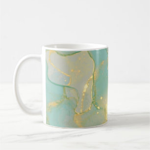 Mint Green Gold Marble: Textured Coffee Mug