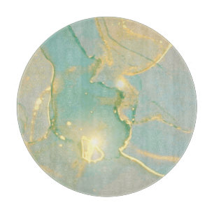 Mint Green Gold Marble: Textured Cutting Board