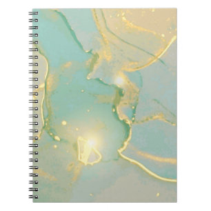 Mint Green Gold Marble: Textured Notebook