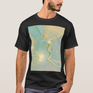 Mint Green Gold Marble: Textured T-Shirt