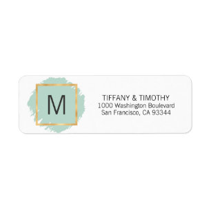 Mint Green Gold Monogram Return Address