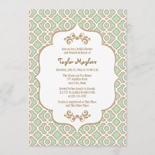 Mint Green Gold Moroccan Bridal Shower Invites