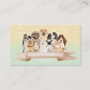 Mint Green Gold Pet Grooming Dog Boutique Business Card