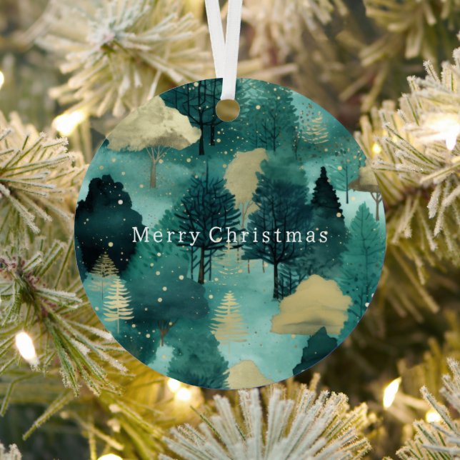 Mint Green Gold Trees Christmas Metal Tree Decoration (Insitu)