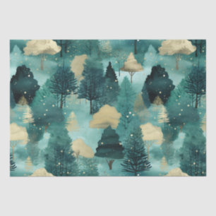 Mint Green Gold Trees Christmas Tissue Paper