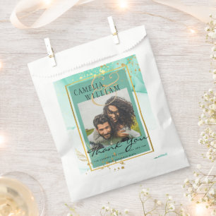 Mint Green Gold WEDDING Alcohol Ink Abstract Favour Bags