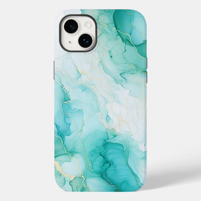 Mint Green Gold White Marble Case-Mate iPhone Case (Back)