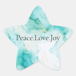 Mint Green Gold White Marble Star Sticker