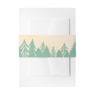 Mint Green Gold Woodland Trees Invitation Belly Band