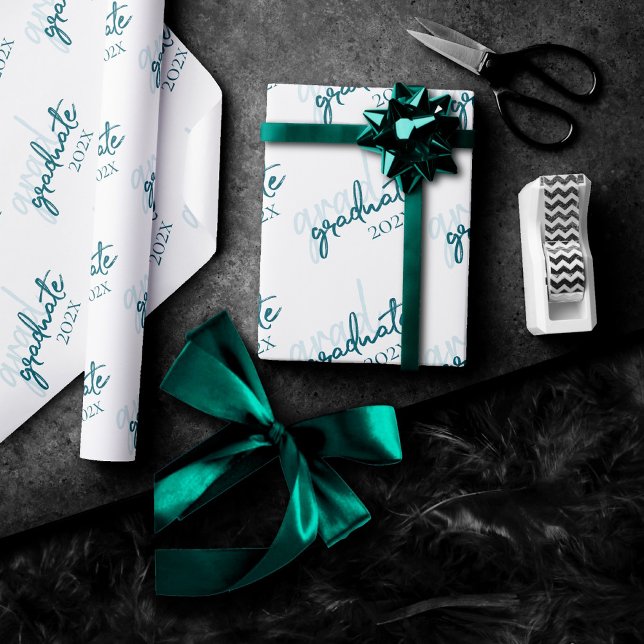 Mint Green Graduate | Playful Sage Trendy Script Wrapping Paper (Creator Uploaded)