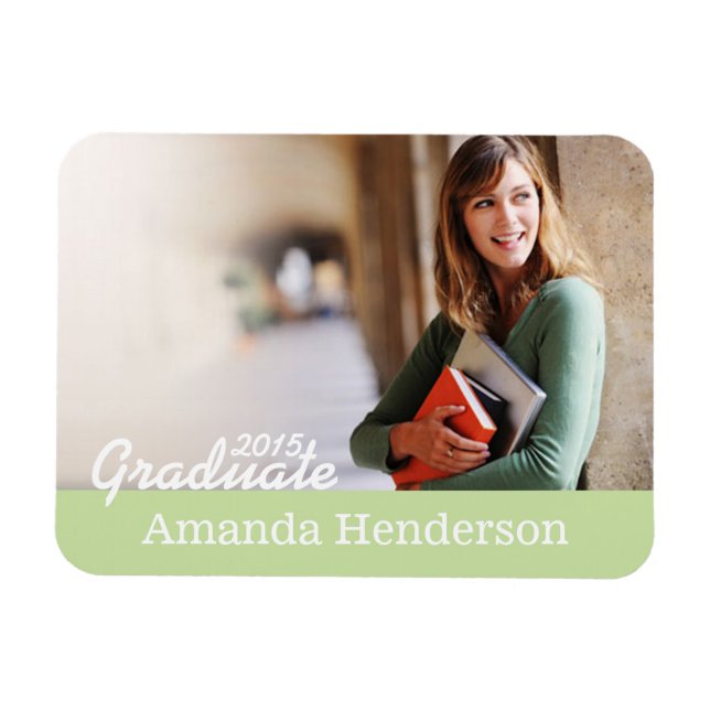 Mint Green Graduation Photo Announcement Magnet (Horizontal)
