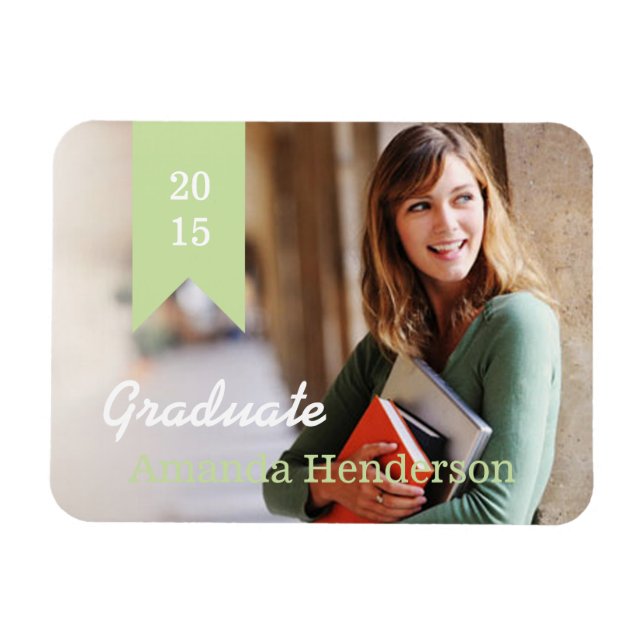 Mint Green Graduation Photo Announcement Magnet (Horizontal)