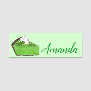 Mint Green Grasshopper Pie Slice St. Patrick's Day Name Tag