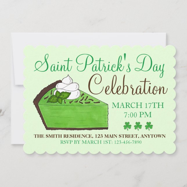 Mint Green Grasshopper Pie St. Patrick's Day Invitation (Front)