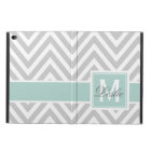 MINT GREEN, GRAY CHEVRON PATTERN PERSONALIZED