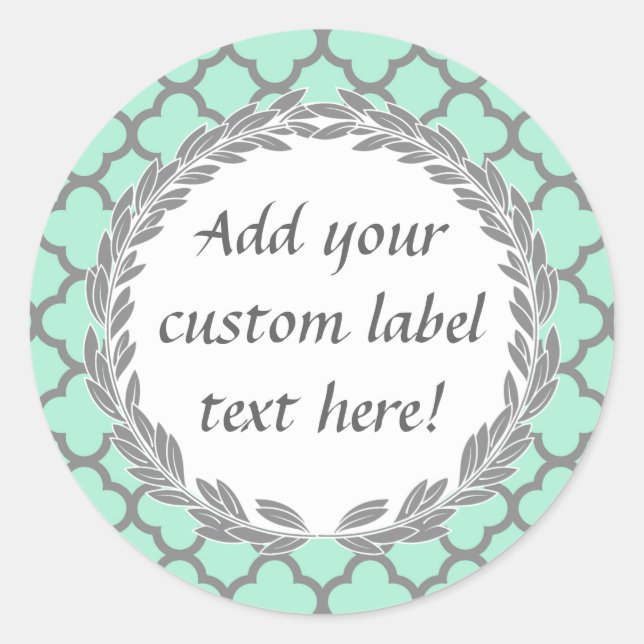 Mint Green Grey Custom Canning Jar Craft Label (Front)