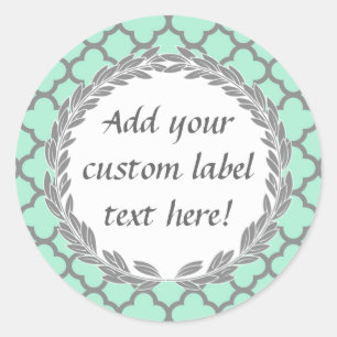 Mint Green Grey Custom Canning Jar Craft Label