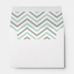 Mint Green Grey Grey Chevron Lined Envelopes