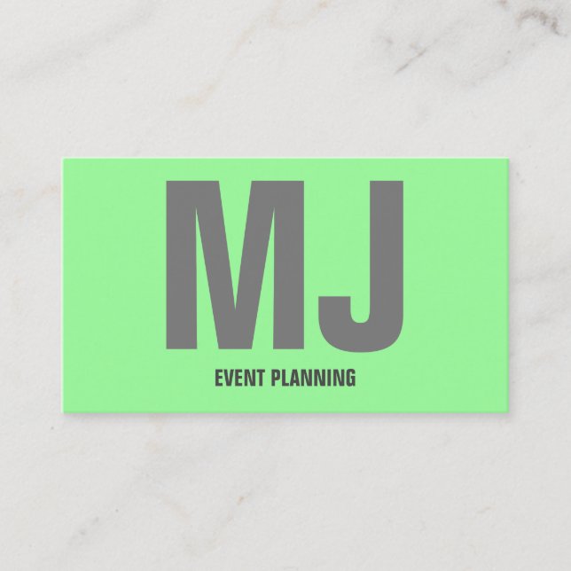 Mint Green Grey Modern Bold Bright Colourful Trend Business Card (Front)