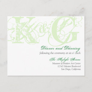 Mint green grunge distressed reception enclosure card