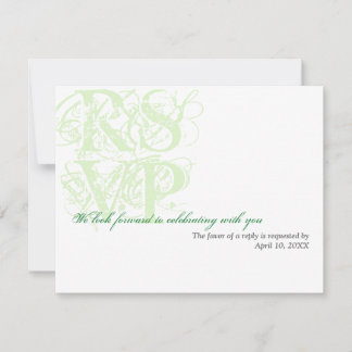 Mint green grunge wedding enclosure RSVP response Invitation