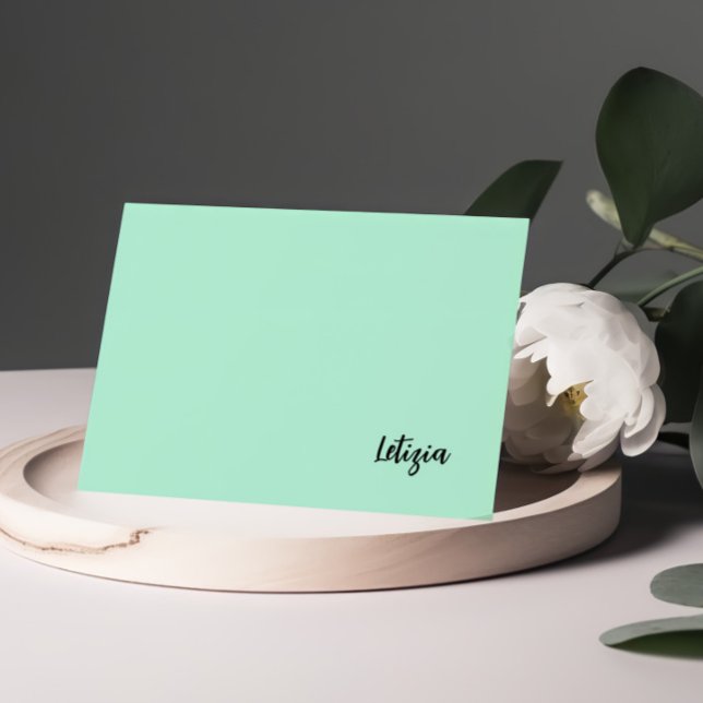 Mint Green Handwritten Name Note Cards (Creator Uploaded)