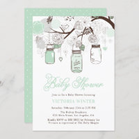Mint Green Hanging Mason Jars Floral Baby Shower