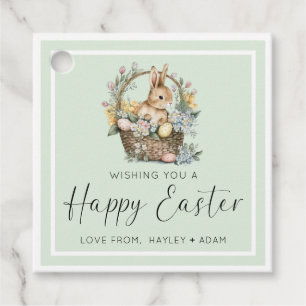 Mint Green Happy Easter Bunny Favour Tags