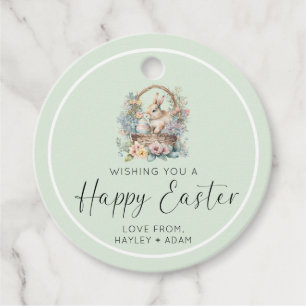 Mint Green Happy Easter Bunny Favour Tags