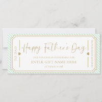 Mint Green Happy Father's Day Gift Voucher Card