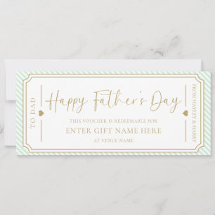 Mint Green Happy Father's Day Gift Voucher Card