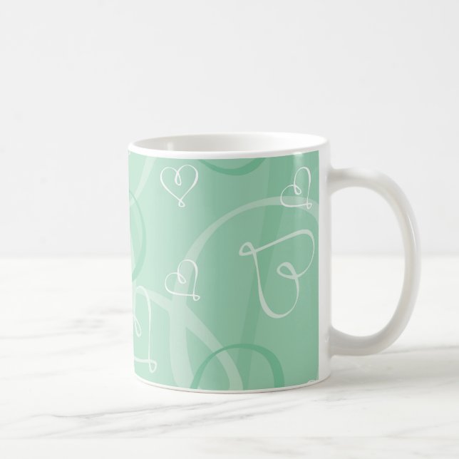 Mint green heart pattern coffee mug (Right)