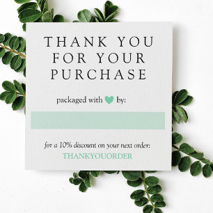 Mint Green Heart Thank You For Order Social Media