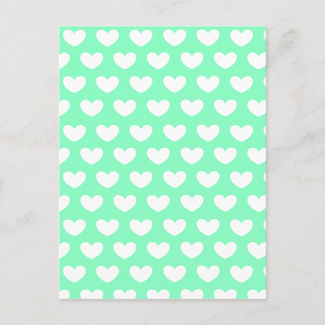 Mint Green Hearts Postcard (Front)