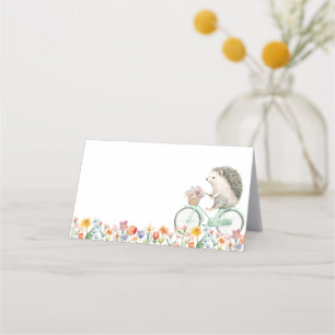 Mint Green Hedgehog Baby Shower Place Card 