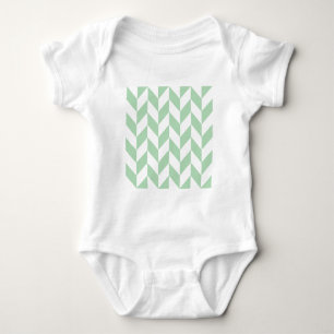 Mint Green Herringbone Pattern Baby Bodysuit