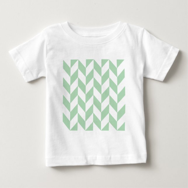 Mint Green Herringbone Pattern Baby T-Shirt (Front)