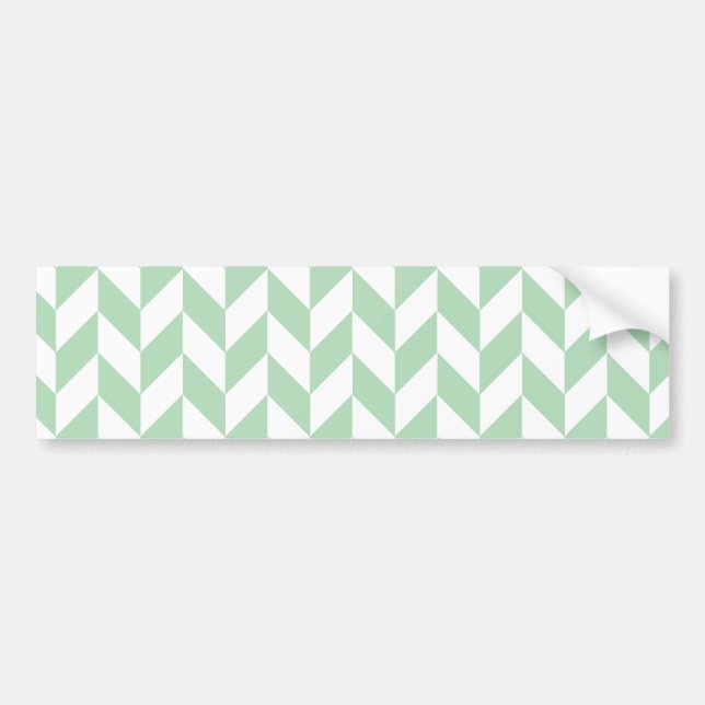 Mint Green Herringbone Pattern Bumper Sticker (Front)