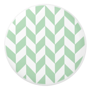 Mint Green Herringbone Pattern Ceramic Knob