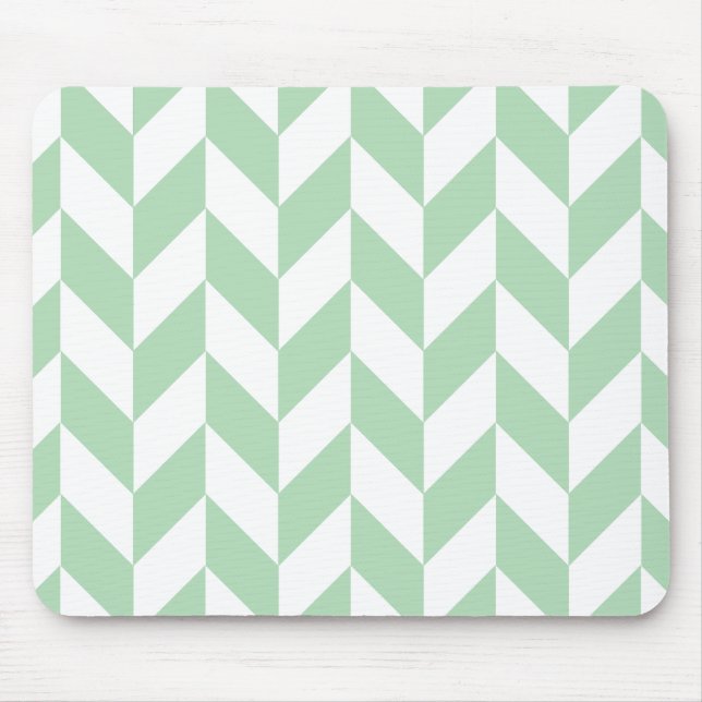 Mint Green Herringbone Pattern Mouse Mat (Front)