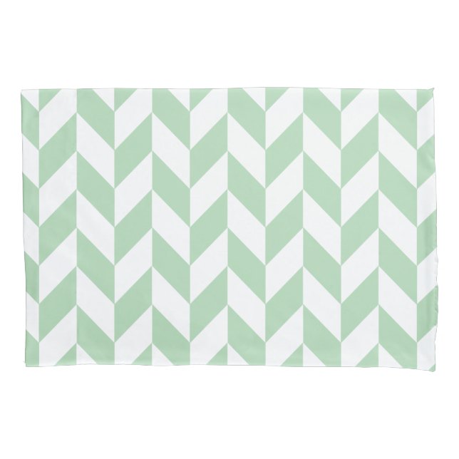 Mint Green Herringbone Pattern Pillowcase (Front-Left)
