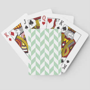 Mint Green Herringbone Pattern Playing Cards