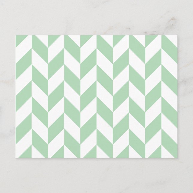 Mint Green Herringbone Pattern Postcard (Front)