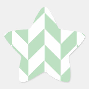 Mint Green Herringbone Pattern Star Sticker