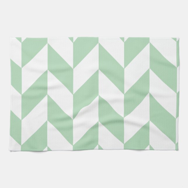 Mint Green Herringbone Pattern Tea Towel (Horizontal)